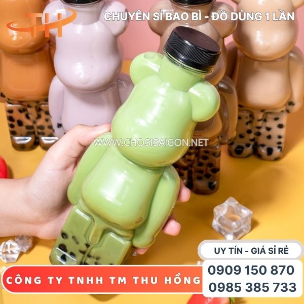 Chai nhựa pet hình gấu 500ml đựng thức uống