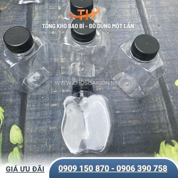 Chai nhựa PET hình trái táo an toàn dùng 1 lần uy tín