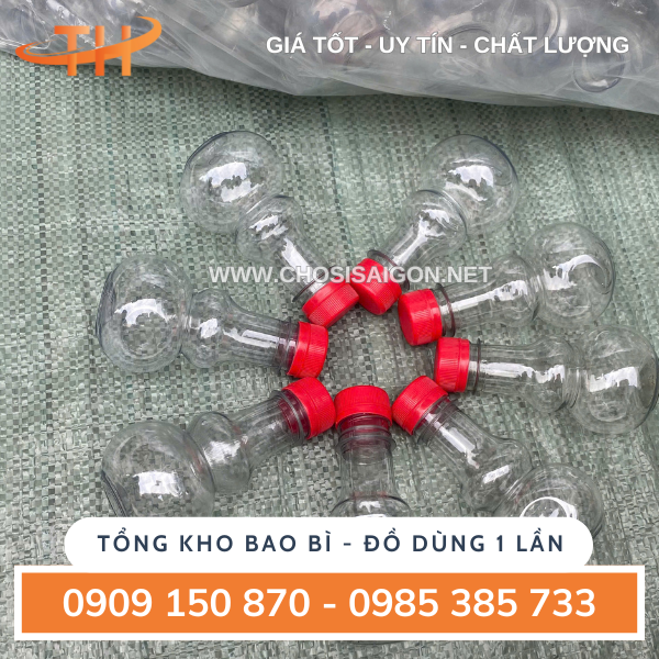 Chai nhựa hồ lô nắp đỏ giao sỉ toàn quốc