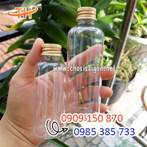 Chai nhựa tròn nắp nhôm đẹp, sang giá sỉ rẻ HCM