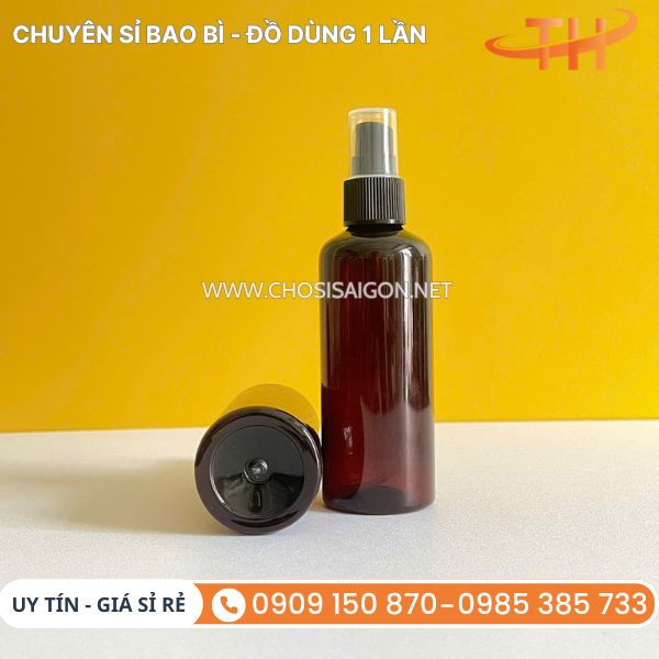 Chai nhựa nâu vòi xịt phun sương đựng serum, tinh dầu