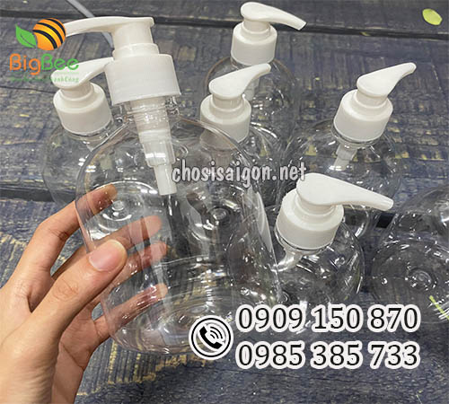 Chai nhựa pet tròn lùn 500ml có vòi nhấn giá rẻ