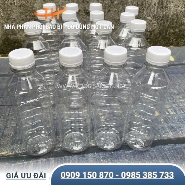 Chai nhựa sọc 330ml nắp trắng