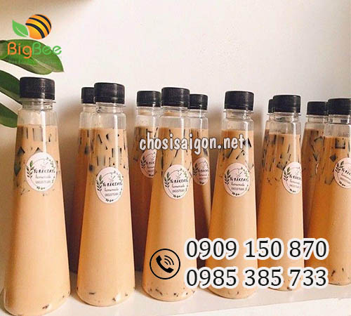 Chai nhựa 300ml đựng trà sữa hình tháp, tam giác giá sỉ rẻ