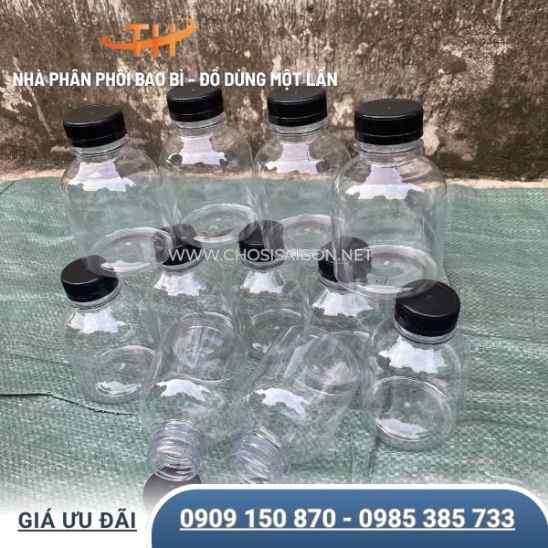 Chai nhựa 330ml tròn lùn miệng rộng
