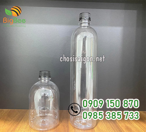 Chai nhựa tròn lùn 500ml, chai đựng mật ong 1000ml giá sỉ