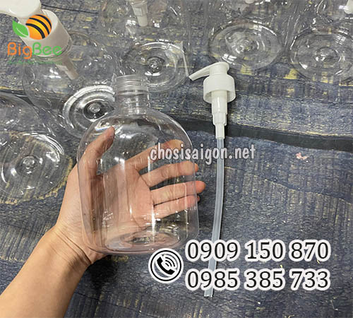 Chai nhựa 500ml có vòi nhấn đựng dung dịch, mỹ phẩm giá sỉ rẻ