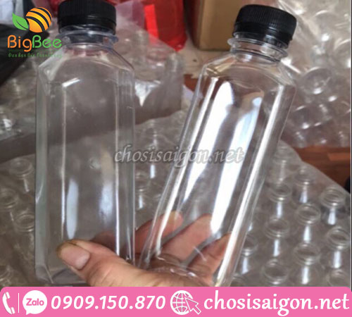 Đại lý phân phối chai nhựa vuông 300ml nắp đen giá sỉ tại Tp.HCM