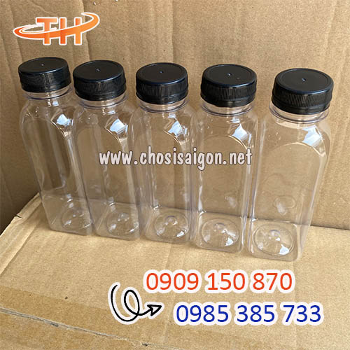 Chai nhựa 330ml vuông miệng rộng sỉ rẻ nhất