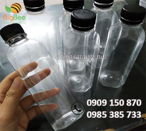 Chai nhựa vuông miệng rộng 350ml giá rẻ