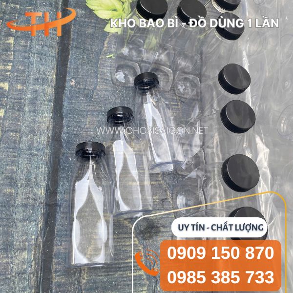 Chai nhựa vuông vát 330ml, miệng rộng dày dặn, cứng cáp sỉ rẻ