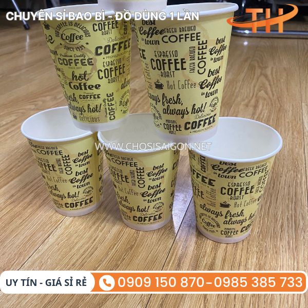 Ly giấy cafe uống nóng, lạnh 9oz in hình đại trà