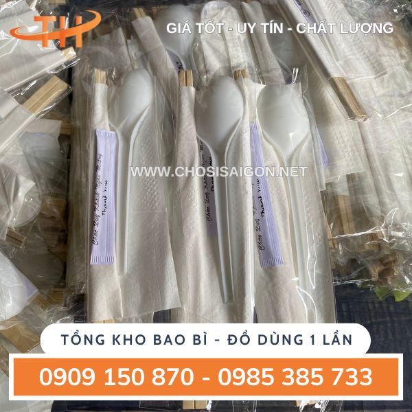 Combo muỗng đũa tăm giấy gói sẵn giá sỉ rẻ