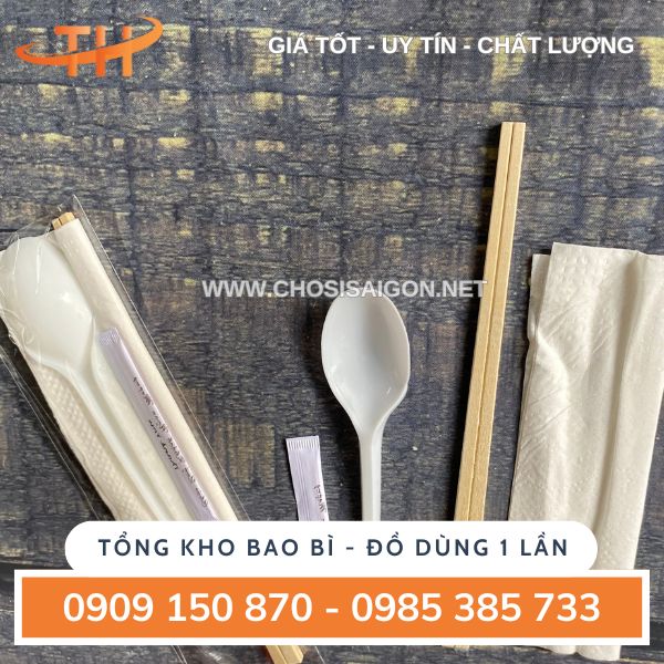 Combo muỗng đũa tăm giấy gói sẵn sỉ rẻ
