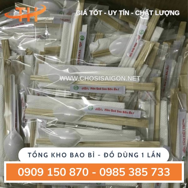 Combo muỗng, đũa, tăm, giấy ăn gói sẵn giá sỉ rẻ