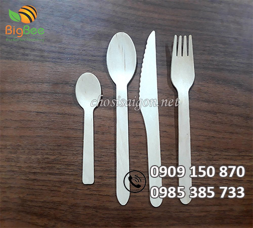 Combo muỗng nĩa dao gỗ giá rẻ