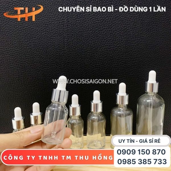 Chai đựng tinh chất núm trắng khoen bạc giá rẻ tại TP.HCM