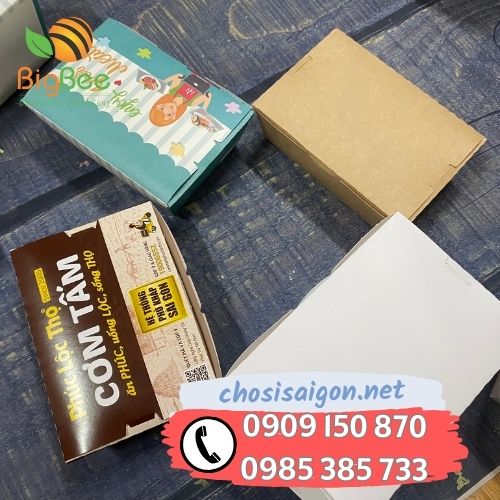 Hộp giấy nắp gập trắng trơn, kraft nâu, in logo theo yêu cầu giá rẻ