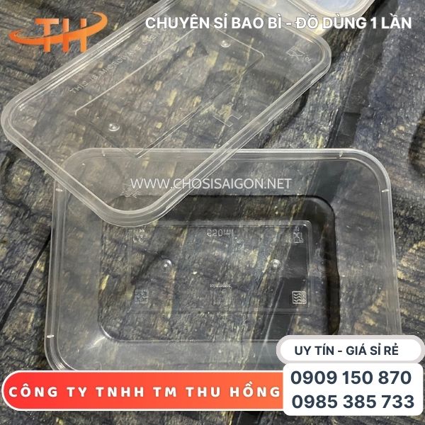 Hộp nhựa chữ nhật trắng 650ml bảo quản thực phẩm tốt giá rẻ