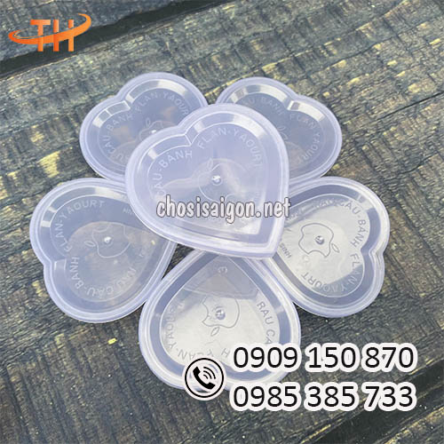 Hũ nhựa, hộp nhựa, khuôn nhựa hình trái tim đựng bánh flan giá rẻ