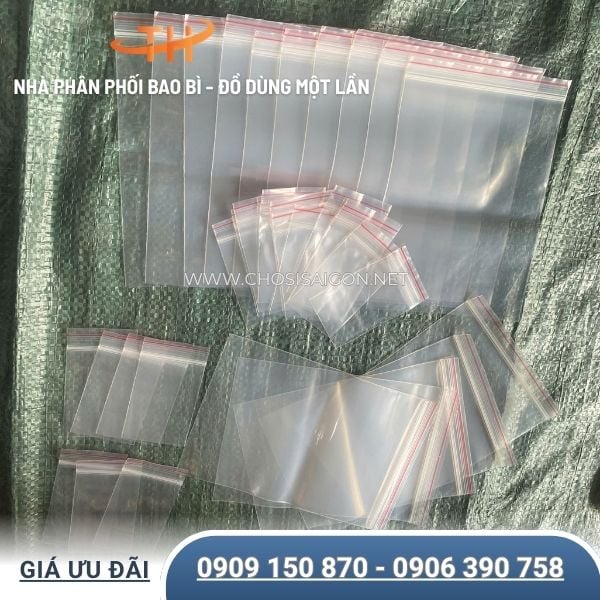 Túi zip chỉ đỏ đủ các size