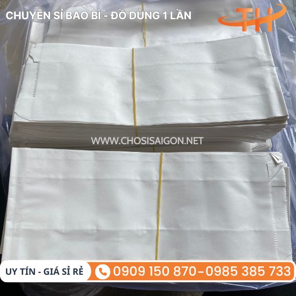 Túi giấy đựng bánh mì trắng trơn