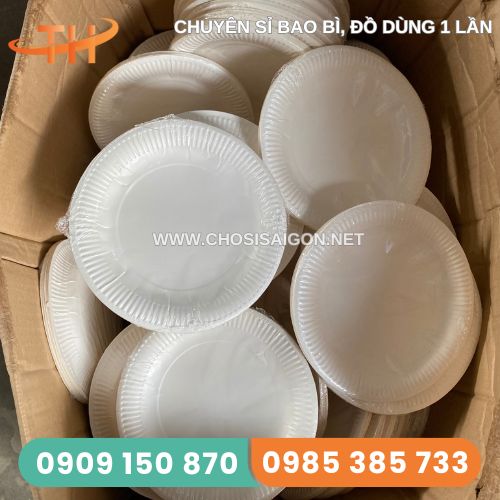 Dĩa giấy trắng 19cm