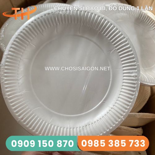 Dĩa giấy lớn 23cm dùng 1 lần tại các cửa hảng