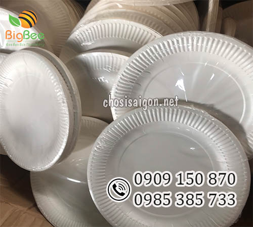 Dĩa giấy dùng 1 lần đựng thức ăn thân thiện với môi trường giá sỉ rẻ