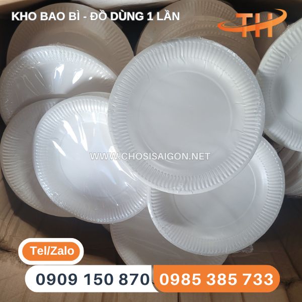 Dĩa giấy tròn dùng 1 lần gọn nhẹ, tiện lợi giá rẻ ưu đãi