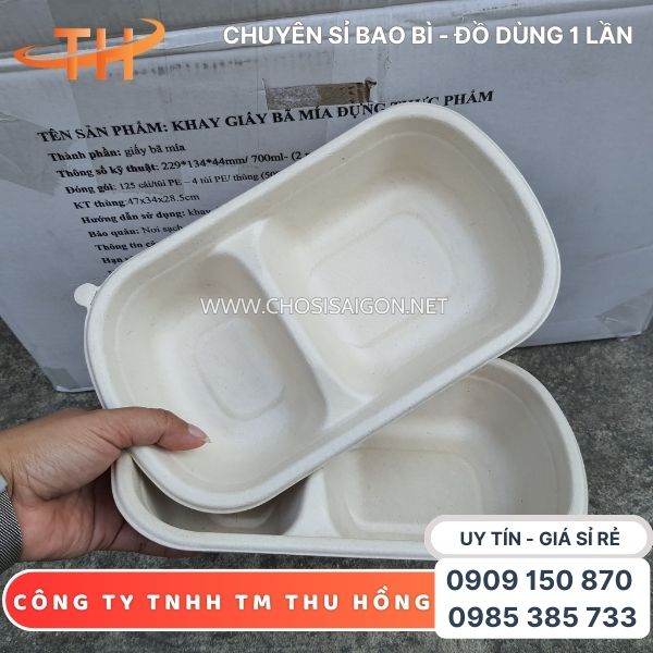 Hộp bã mía 2 ngăn an toàn, thân thiện môi trường