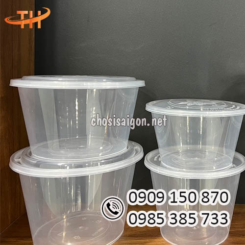 Giá tốt nhất hộp nhựa tròn 500ml, 1000ml có nắp đậy