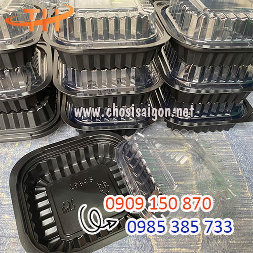 Hộp nhựa HT12 đế đen nắp pet trong giá rẻ