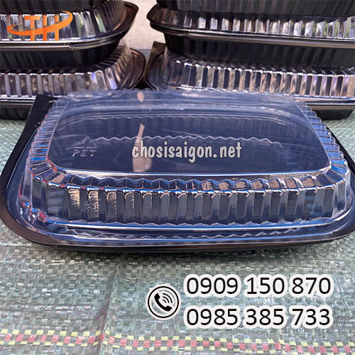 Hộp nhựa đế đen HT203 nắp pet trong giá rẻ tại TP.HCM