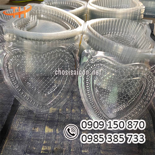 Hộp nhựa hình trái tim đựng bánh, xôi, rau câu uy tín, sỉ rẻ