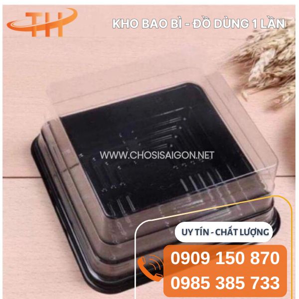Hộp nhựa vuông nhỏ đựng vừa 1 bánh thu giá rẻ
