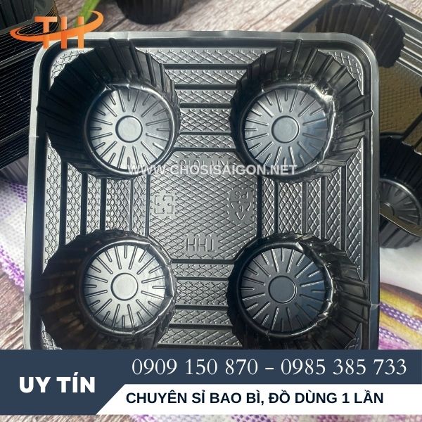 Khay nhựa 4 ô đựng ly dày dặn, cứng cáp giá rẻ