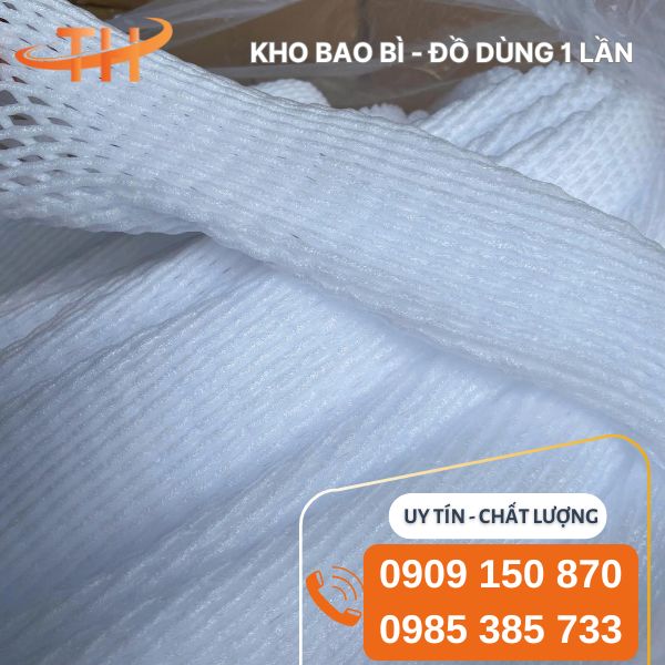 Xốp lưới trắng cuộn dài không cắt bọc trái cây, hàng hóa
