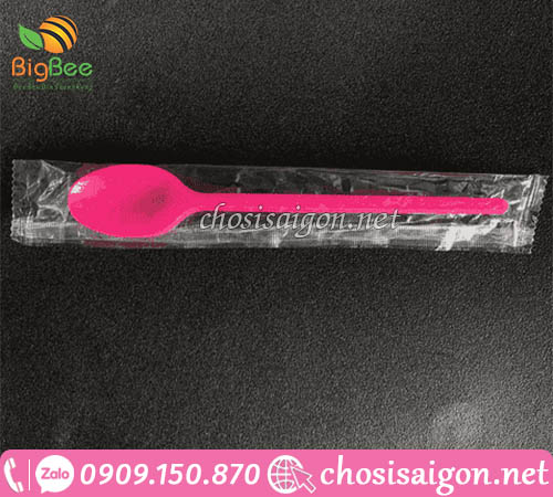 Muỗng nhựa màu hồng đẹp mắt giá rẻ