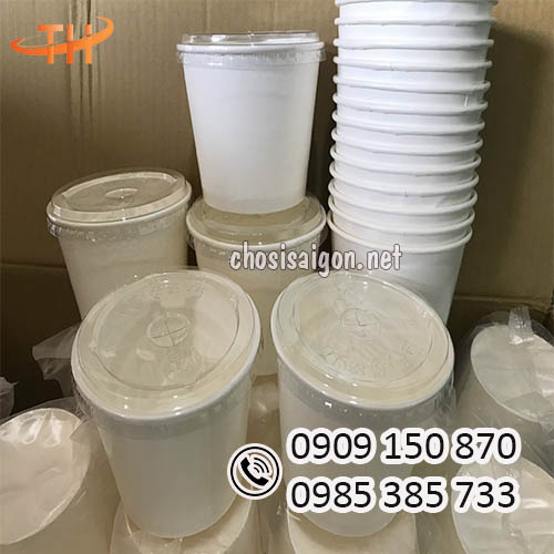 Tô giấy trắng trơn có nắp đậy chắc chắn giá rẻ