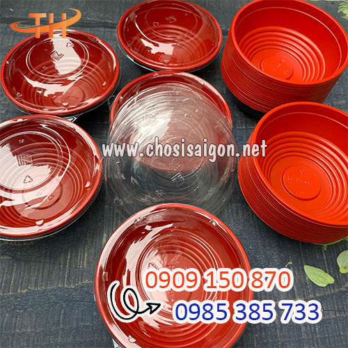 Tô, thố nhựa đỏ đen chịu nhiệt tốt giá rẻ chất lượng tốt