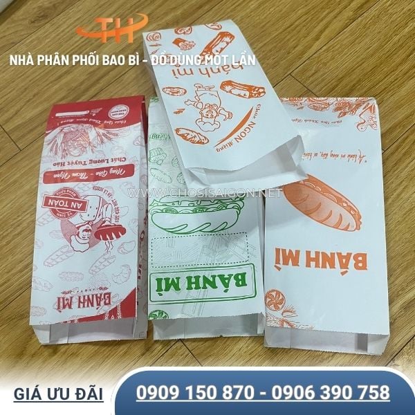 Túi giấy đựng bánh mì in sẵn các mẫu đa dạng