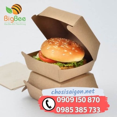 Hộp giấy kraft đựng hamburger 500ml mua giá rẻ tại HCM