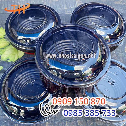 Thố nhựa đỏ đen đựng thức ăn giá rẻ uy tín