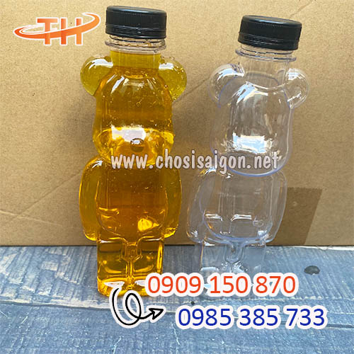 Chai nhựa hình gấu nắp nhựa đen giá sỉ rẻ nhất