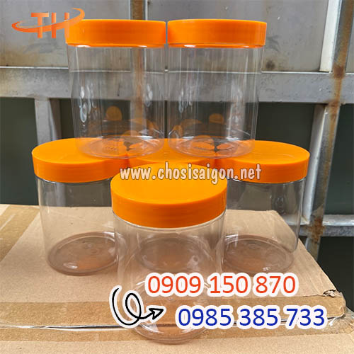 Hũ nhựa pet nắp nhựa 700ml màu cam giá rẻ