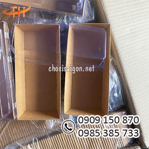 Khay giấy kraft nắp pet trong suốt giá tốt nhất