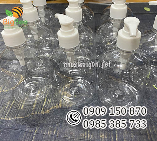 Chai nhựa tròn lùn 500ml có vòi bơm giá sỉ rẻ mua tại công ty Thu Hồng