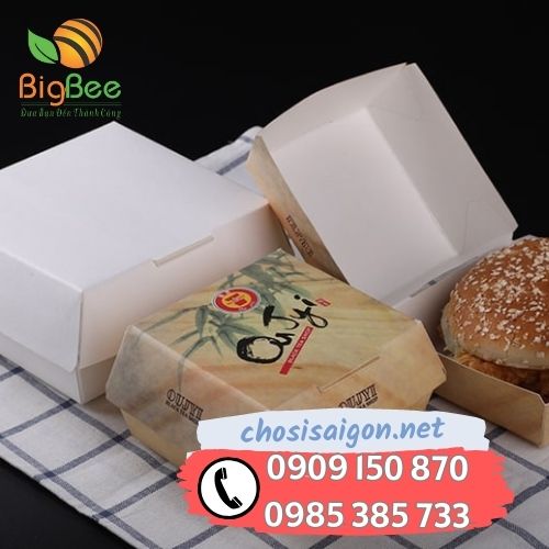 In logo hộp giấy đựng hamburger giá rẻ, uy tín, chất lượng