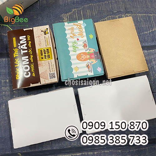 Hộp giấy nắp gập đựng cơm, pizza, gà rán sỉ rẻ HCM
